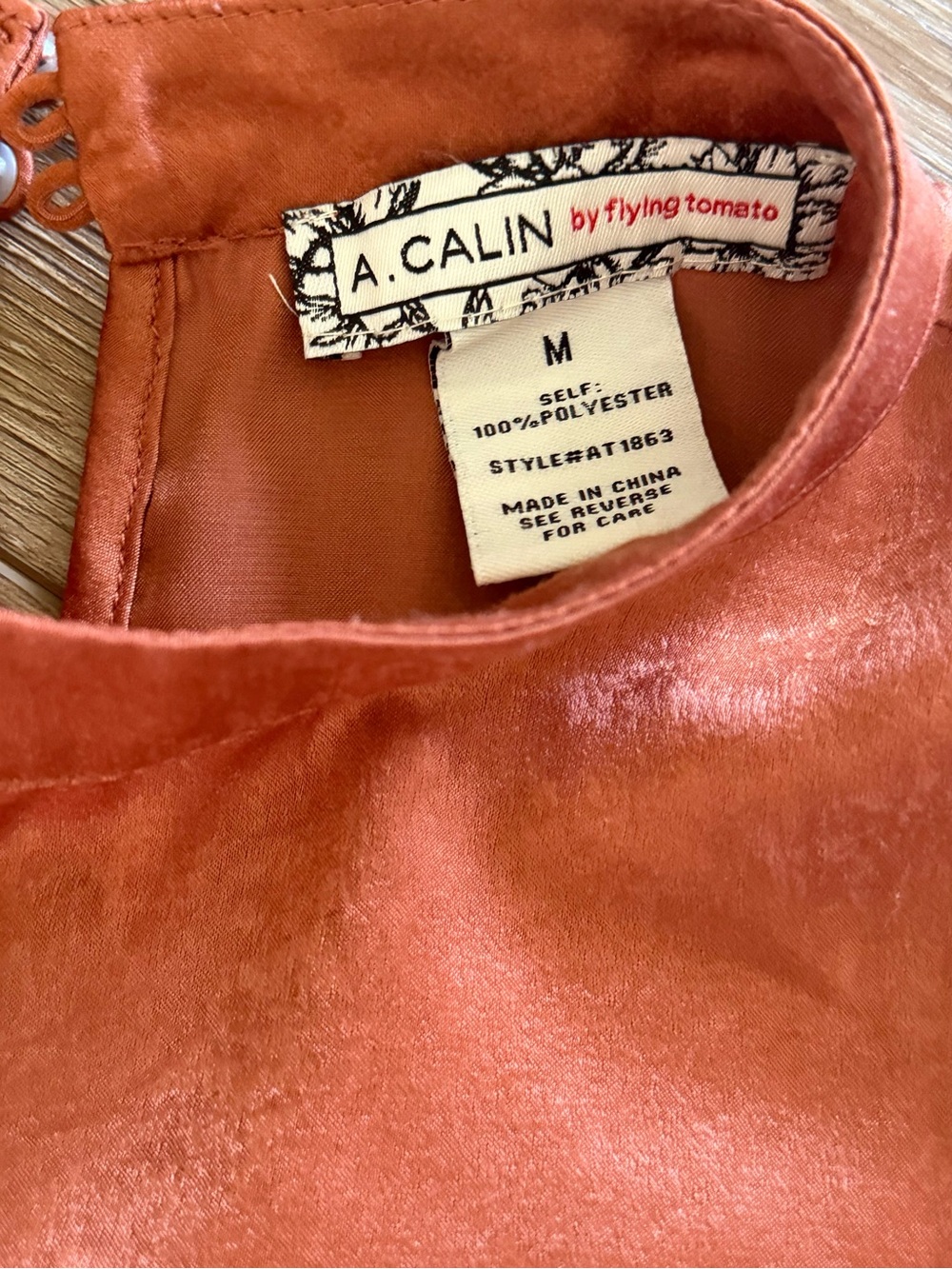 Flying Tomato A.Calín Rust Orange Satin Blouse